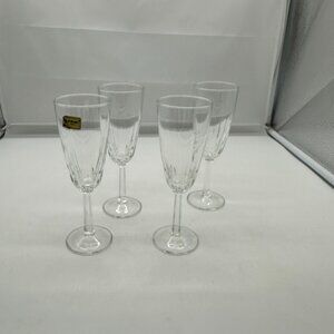 Set of 4 Cristal D'Arques Durand Diamant Glass Glasses Fluted Champagne